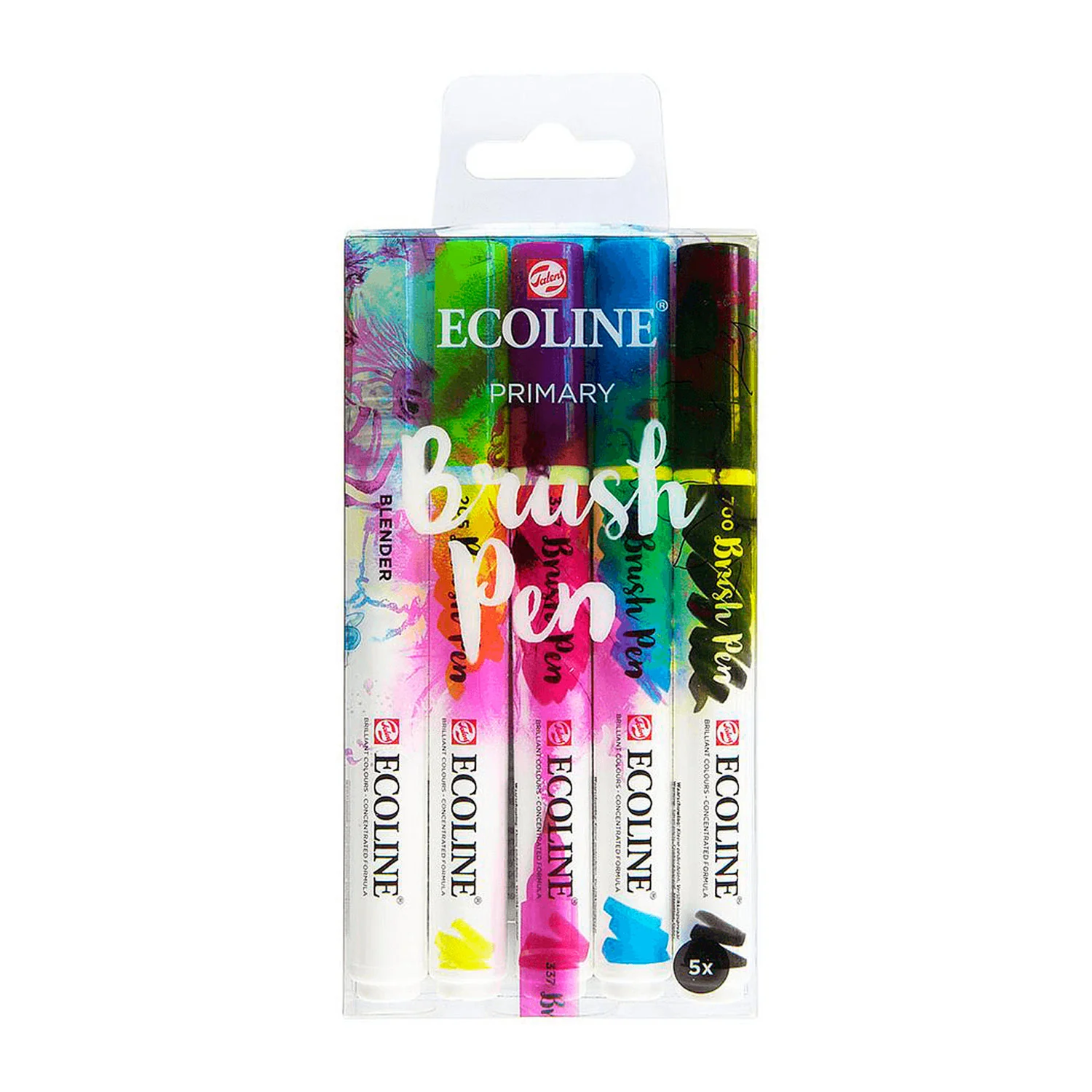 [11509900] Set Plumones Punta Pincel Ecoline (5 Colores Primarios)