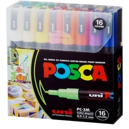 [PC3M-186565] Marcador Uni Posca 16 Colores 3M (0.9 mm-1.3mm)