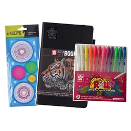 [PROMO12] Sketchbook hoja negra + Espirógrafo + Set 12 colores Gelly Roll
