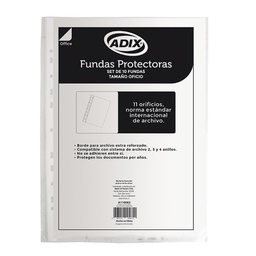 [A110002] Funda Plástica Transparente Adix para Archivador Oficio(10ud)