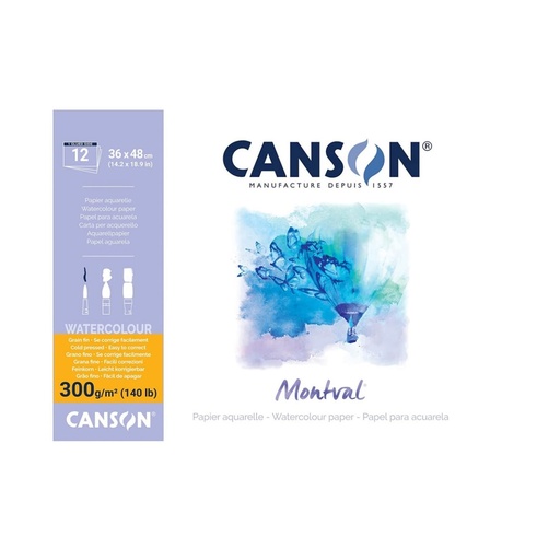 Block para Acuarela Canson Montval 48x36cm 300gr. 12hj