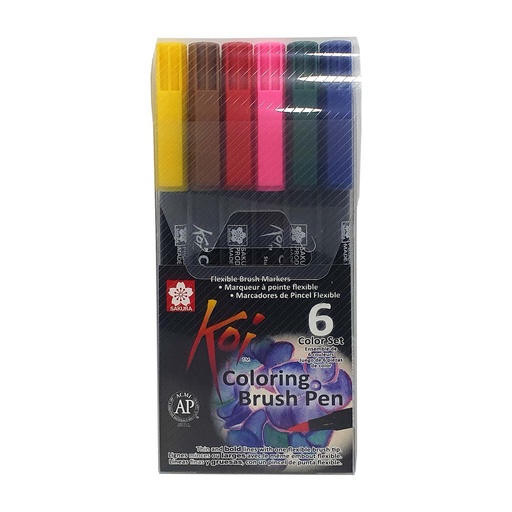 Set Plumones Acuarelables Sakura Koi Brush 6 Colores Basicos