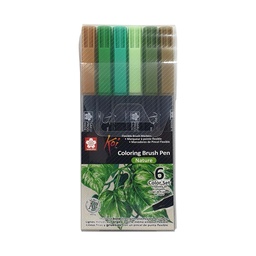 [XBR-6D] Set Plumones Acuarelables Sakura Koi 6 Colores Naturaleza