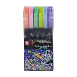 [XBR-6G] Set Plumones Acuarelables Sakura Koi Brush 6 Colores Pastel
