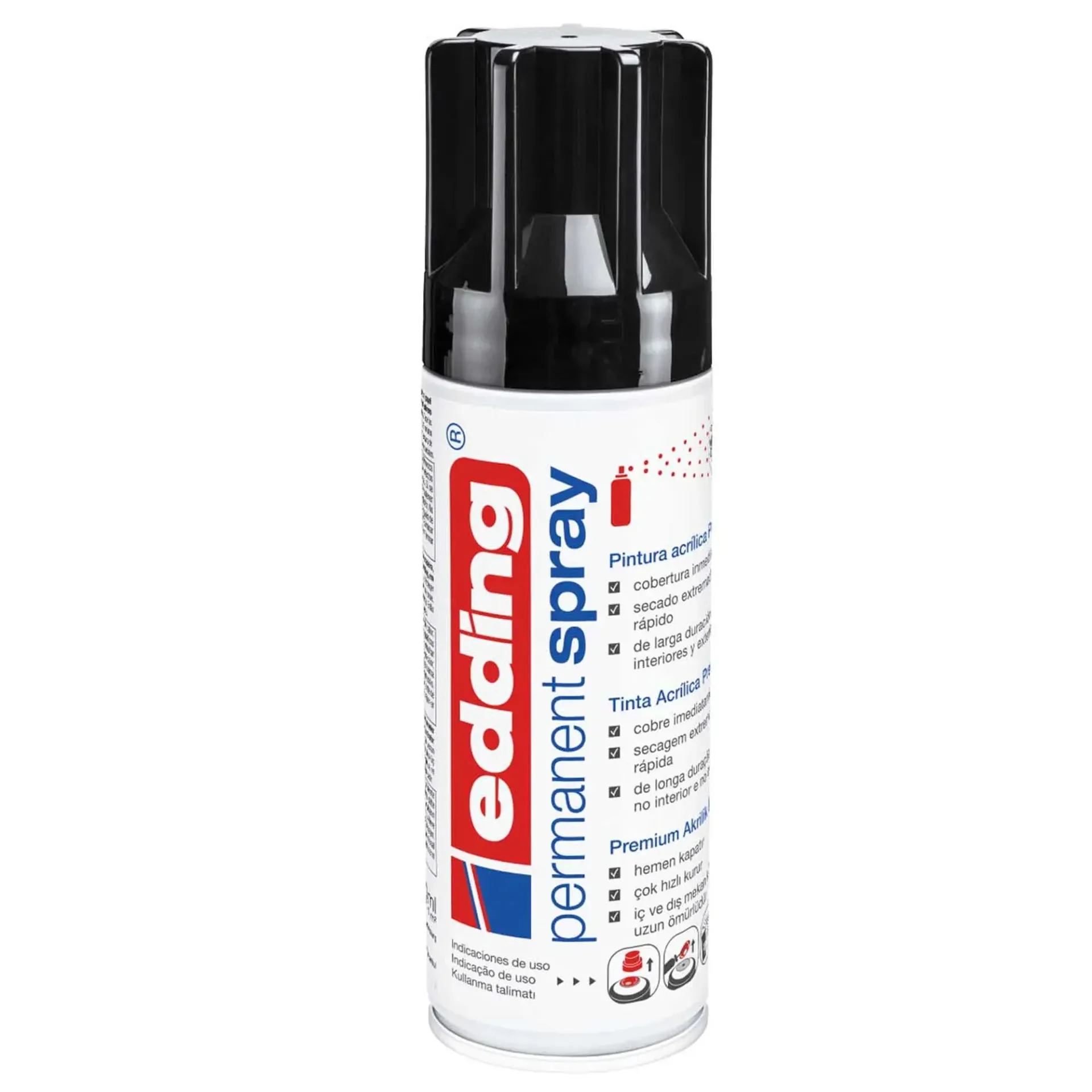 [4-ES5200951] Spray Acrílico Permanente Edding E-5200 Premium Negro Brillante