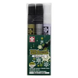 [XPFKA-3CH2] Marcador Permanente Pen Touch Sakura (Oro-Plata-Blanco) 2mm