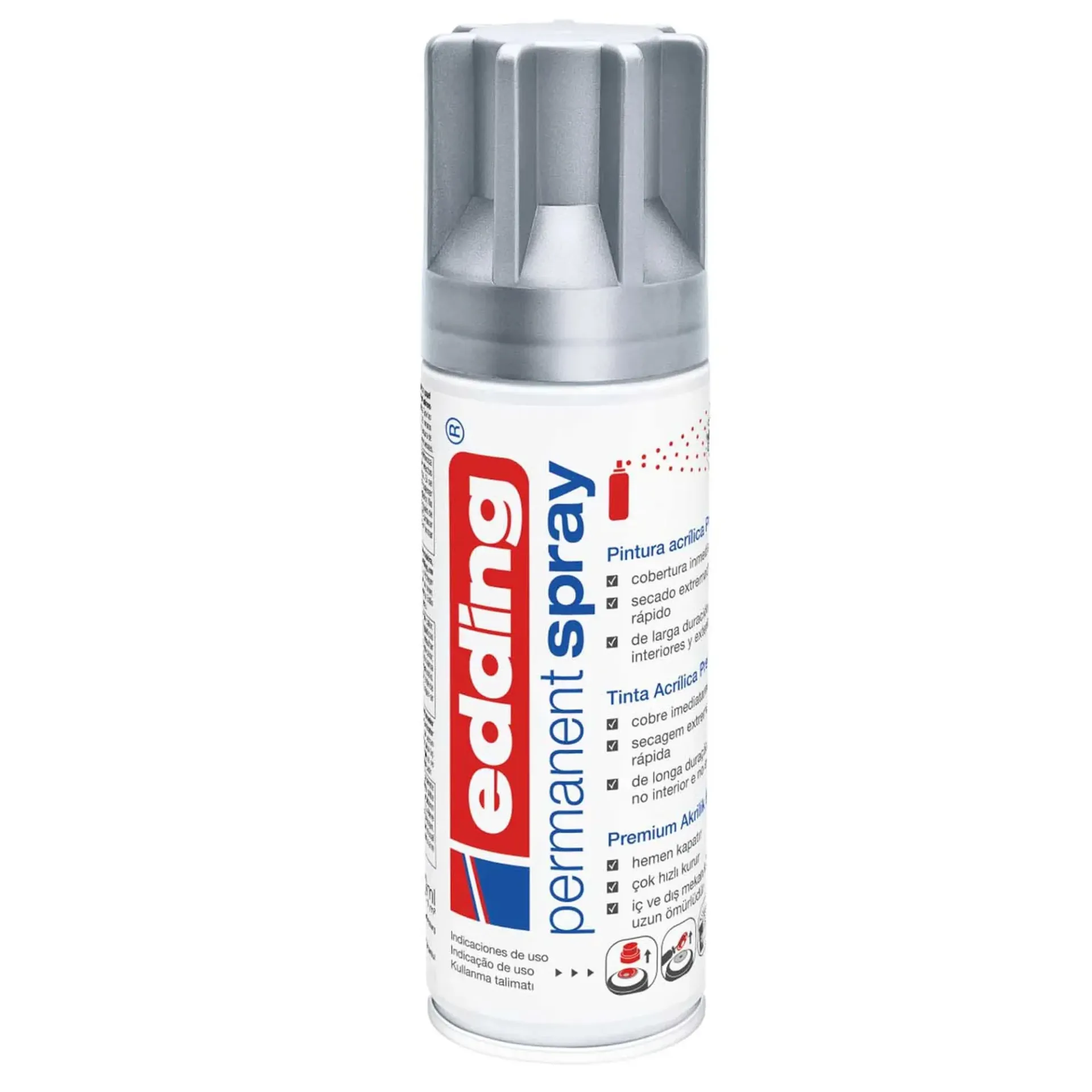 [4-ES5200923] Spray Acrílico Permanente Edding E-5200 Premium Plateado Mate