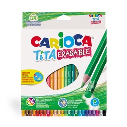 [42938] Lápices Carioca Hexagonal Borrable (24 Colores)