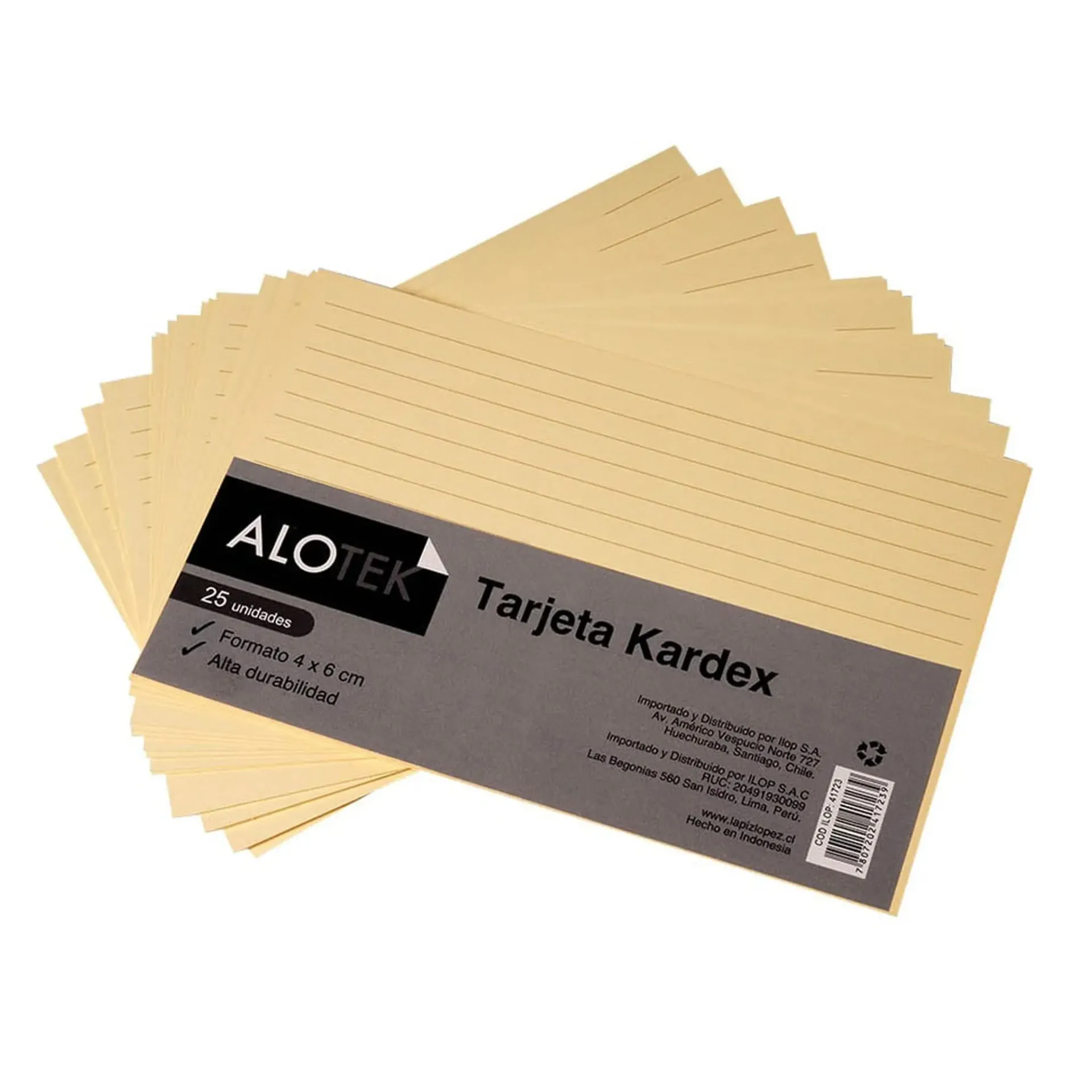 [41722] Tarjeta Kardex Rayado 13x20 cm 25un.