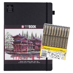 [KITR1F2200] Kit Sketchbook 21x30 cm + Set de 10 Tiralíneas negro