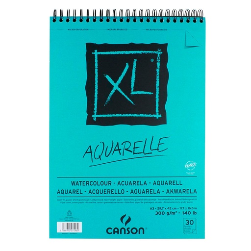 Croquera Canson XL Aquarelle 300gr 30 hjs A3 (29.7x42cm)