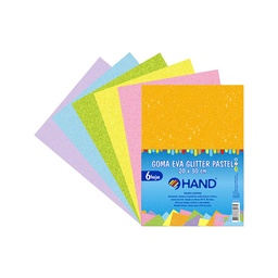 [#0175] Goma Eva 20x30cm Hand Glitter 6 Colores Pastel