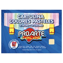 [33892-3] Cartulina Pintada Colores Pasteles Proarte 12 Hjs 12 colores