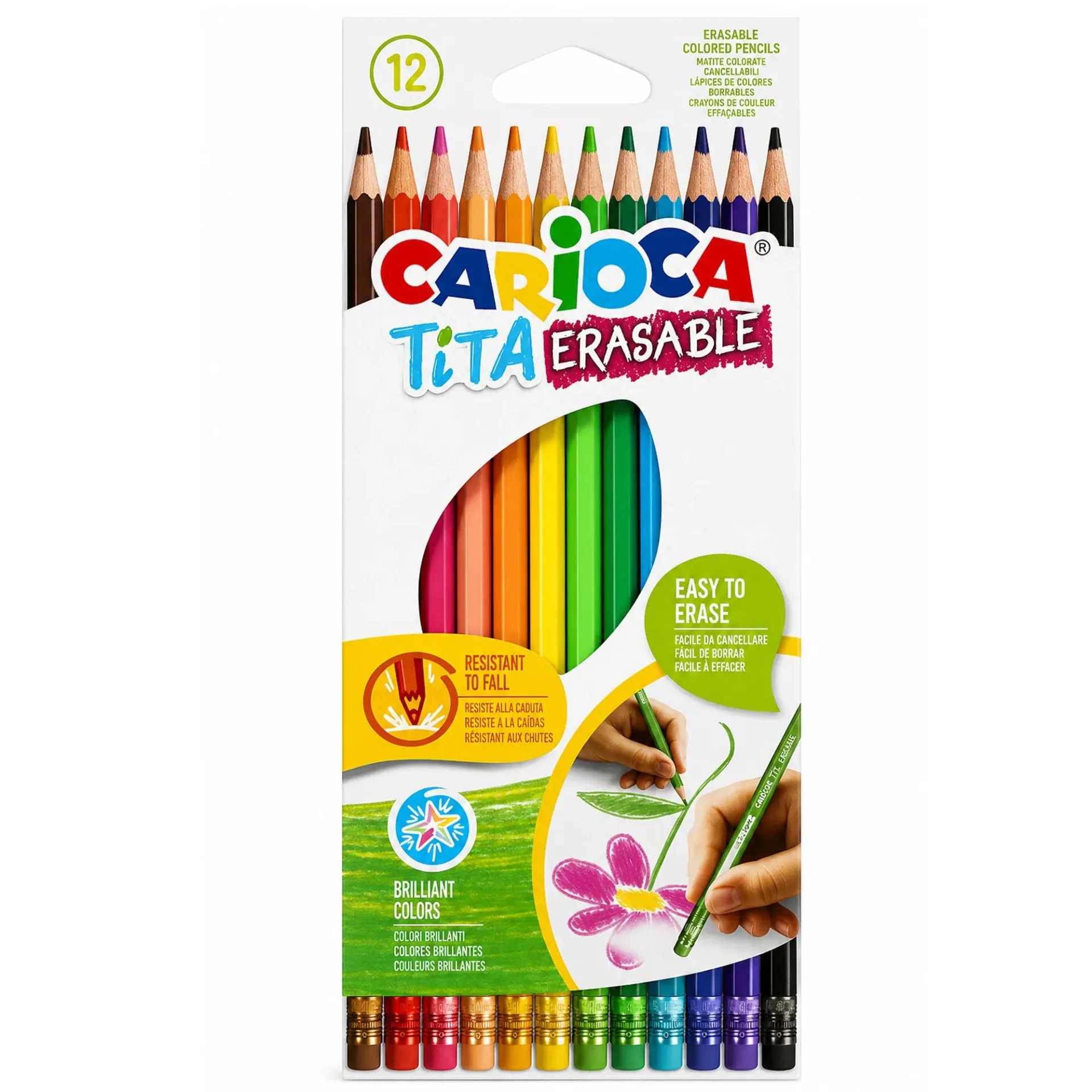[42897] Lápices Carioca Hexagonal Borrable (12 Colores)