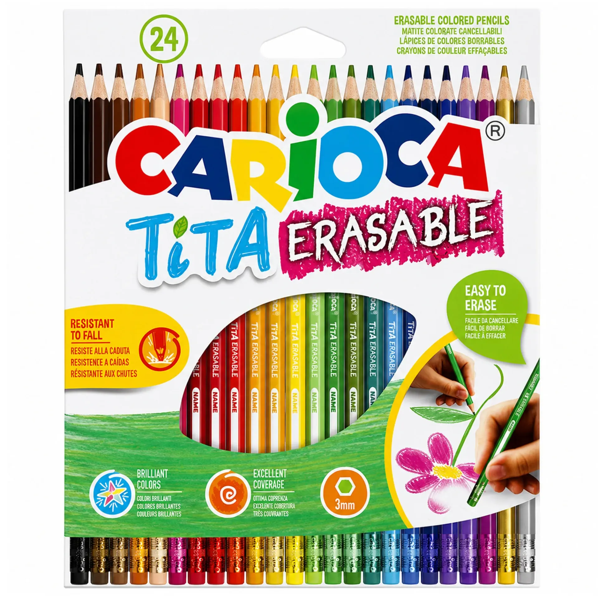 [42938] Lápices Carioca Hexagonal Borrable (24 Colores)