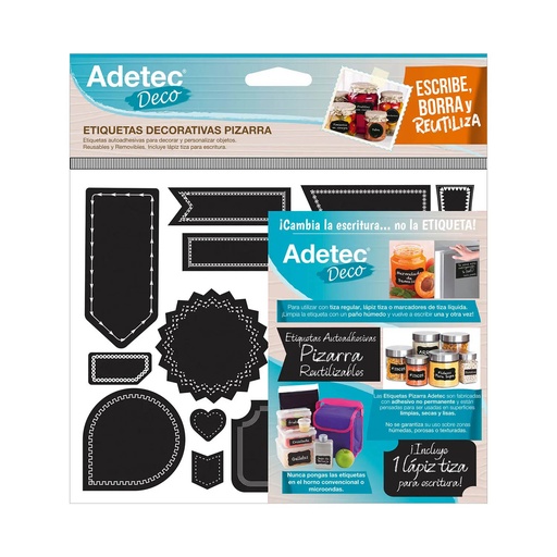 Etiqueta Decorativa Adetec Diseño Pizarra Tiza 16 ud