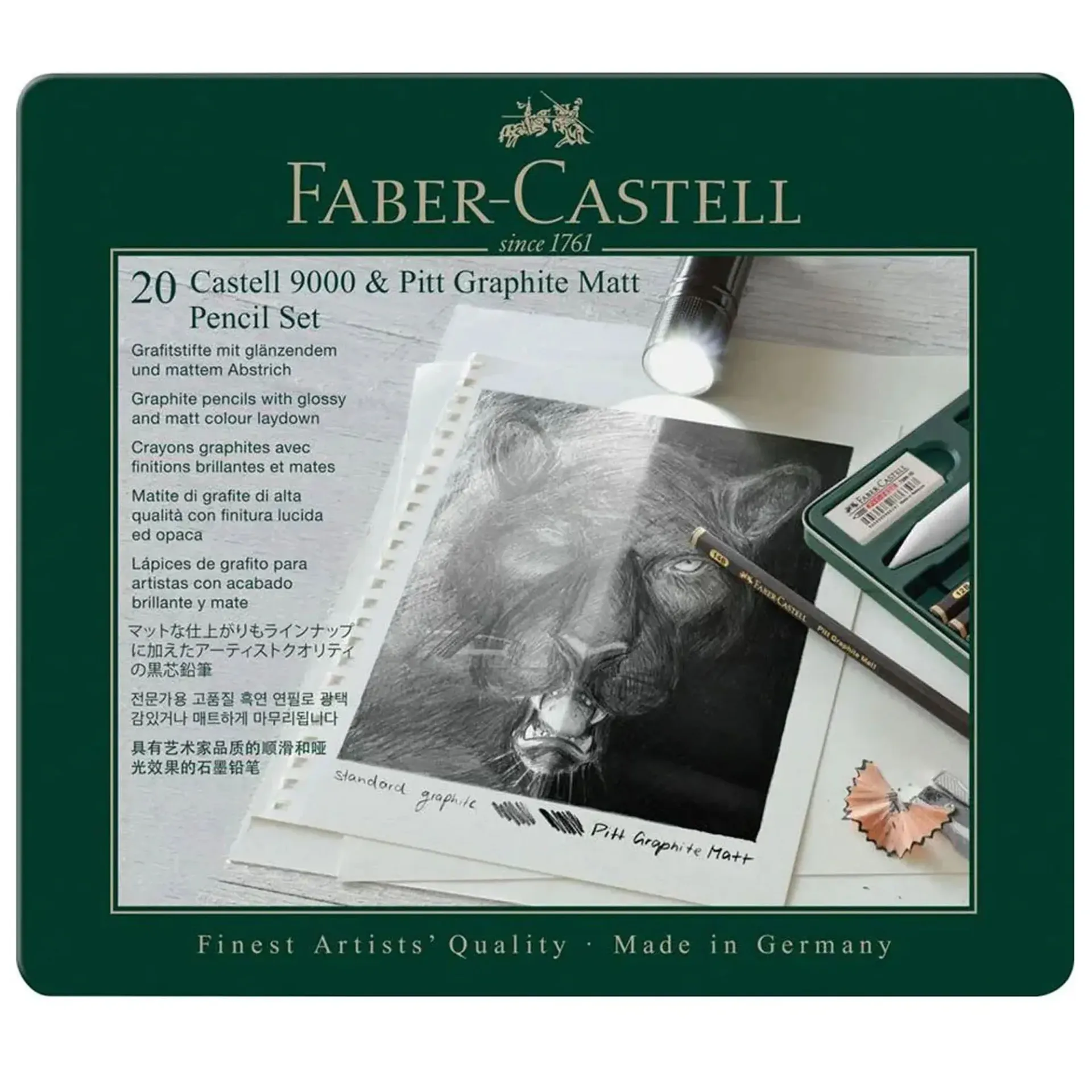 [115224] Lápices Grafito Faber-Castell Mate & Castell 9000 (20 pzas)