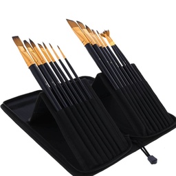 [PISE01538015] Pinceles para Acuarela y Acrílico con Estuche Tela Renart Set 15 pcs.