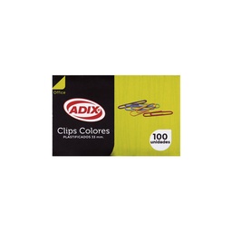 [A202013] Clips Plastificados Adix 33mm Colores Surtidos 100 uds.