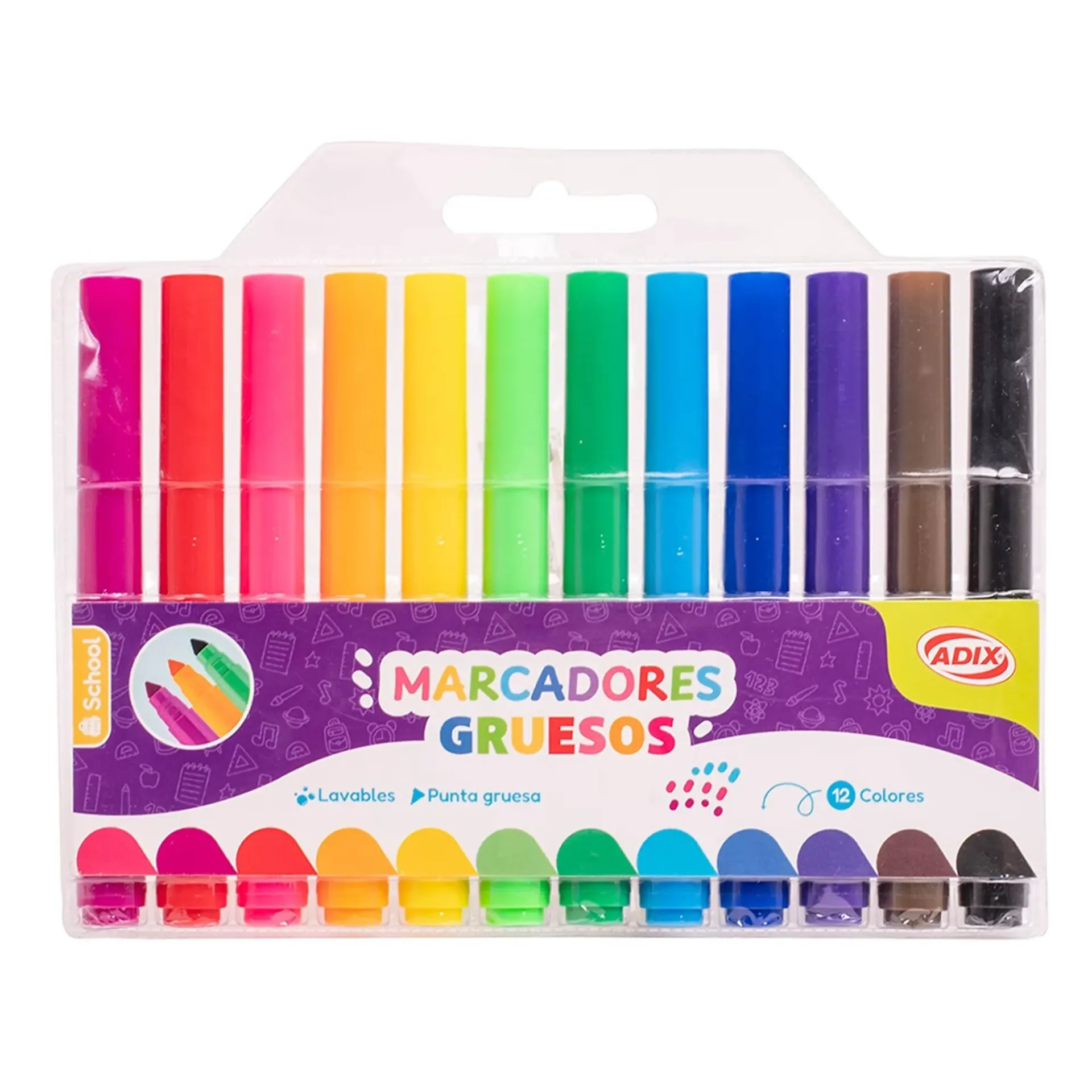 [A606002] Marcador Grueso Adix 12 Colores