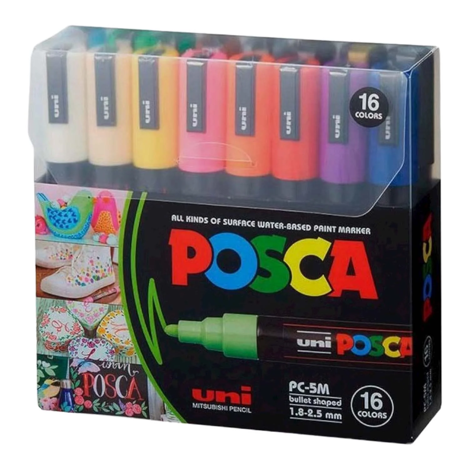 [PC5M-182540] Marcador Uni Posca set 16 Colores 5M (1.8mm-2.5mm)