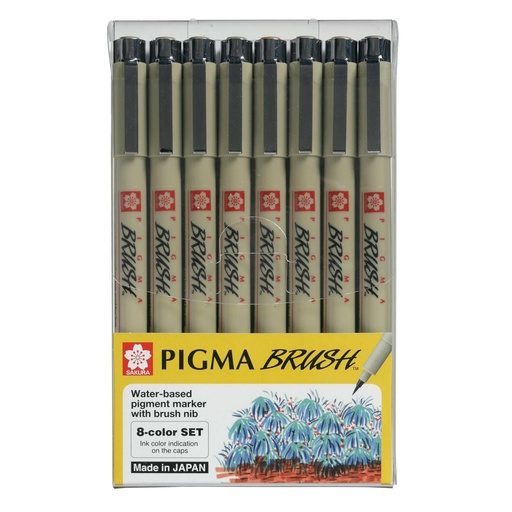 Set de 8 marcadores de colores Pigma Brush