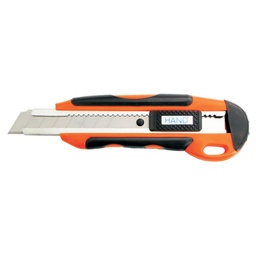 [#168] Cuchillo Cartonero Zebra Hand 18 mm con Goma y Riel Metálico