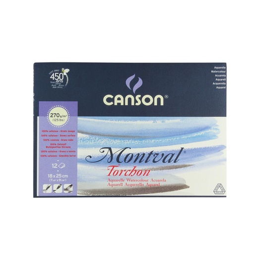Block para Acuarela Canson Montval 25X18cm 300gr. 12hj