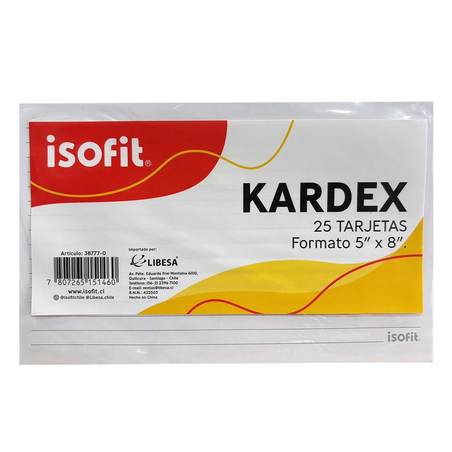 [38777-0] Tarjeta Kardex Isofit 5"x 8"(13x20cm) 25 Hojas