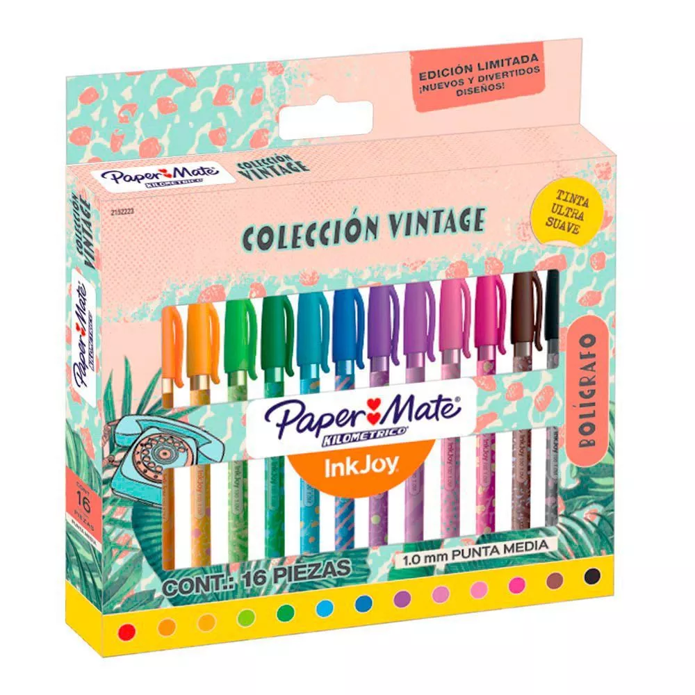 [2152223] Bolígrafos Inkjoy Paper Mate Colección Vintage 1.0mm 16 Colores