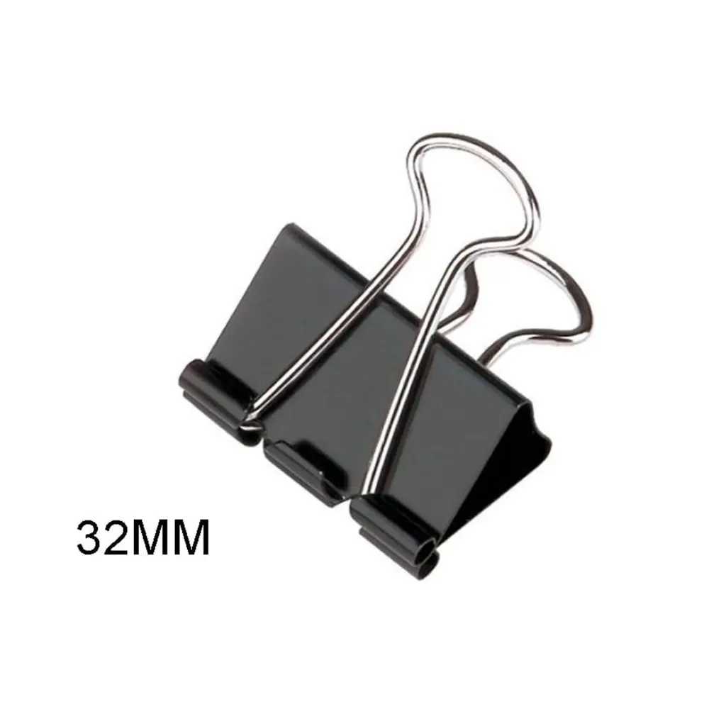 [#9032] Apretador Doble Para Papel Hand Color Negro 32mm
