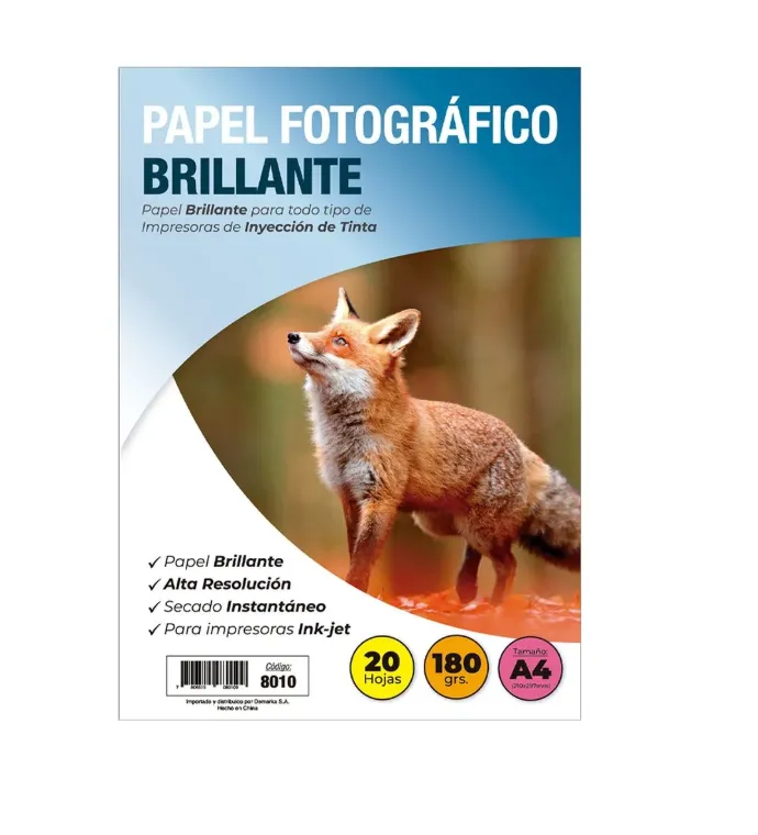 [8010] Papel Fotográfico Adetec Brillante A4 180grs 20 hjs