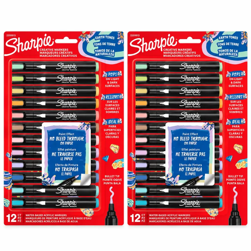 [PROMO38] 2 Set de Marcadores Sharpie Acrílico Punta Bala 12 Tonos de la Naturaleza 1.0mm