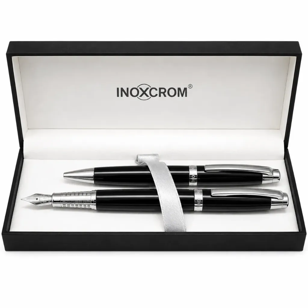 [40152511] Juego Bolígrafo + Pluma Inoxcrom Arc Negro