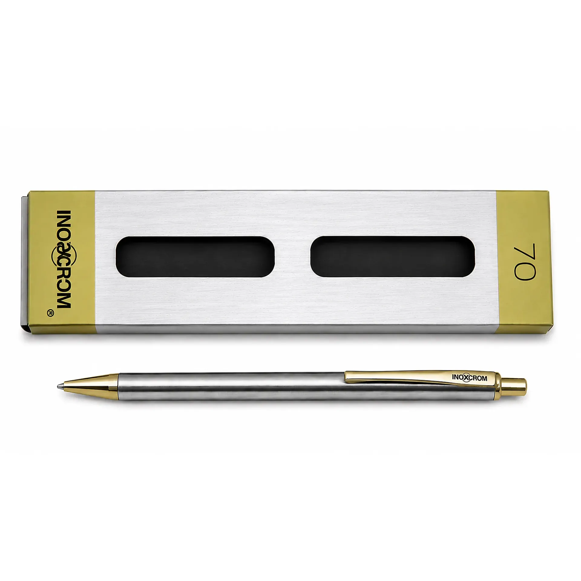 [42101010] Bolígrafo Inoxcrom Inox70 Dorado Punta Media Tinta Azul