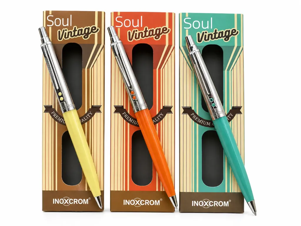 [42101012] Bolígrafo Inoxcrom Soul Vintage Punta Media Tinta Azul Colores Surtido