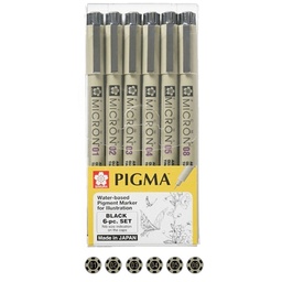 [XSDK-6A] Set Pigma Micron Sakura 6 Grosores Negro