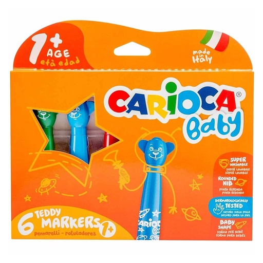 Plumones Carioca Teddy Baby Super Lavable (6 colores)