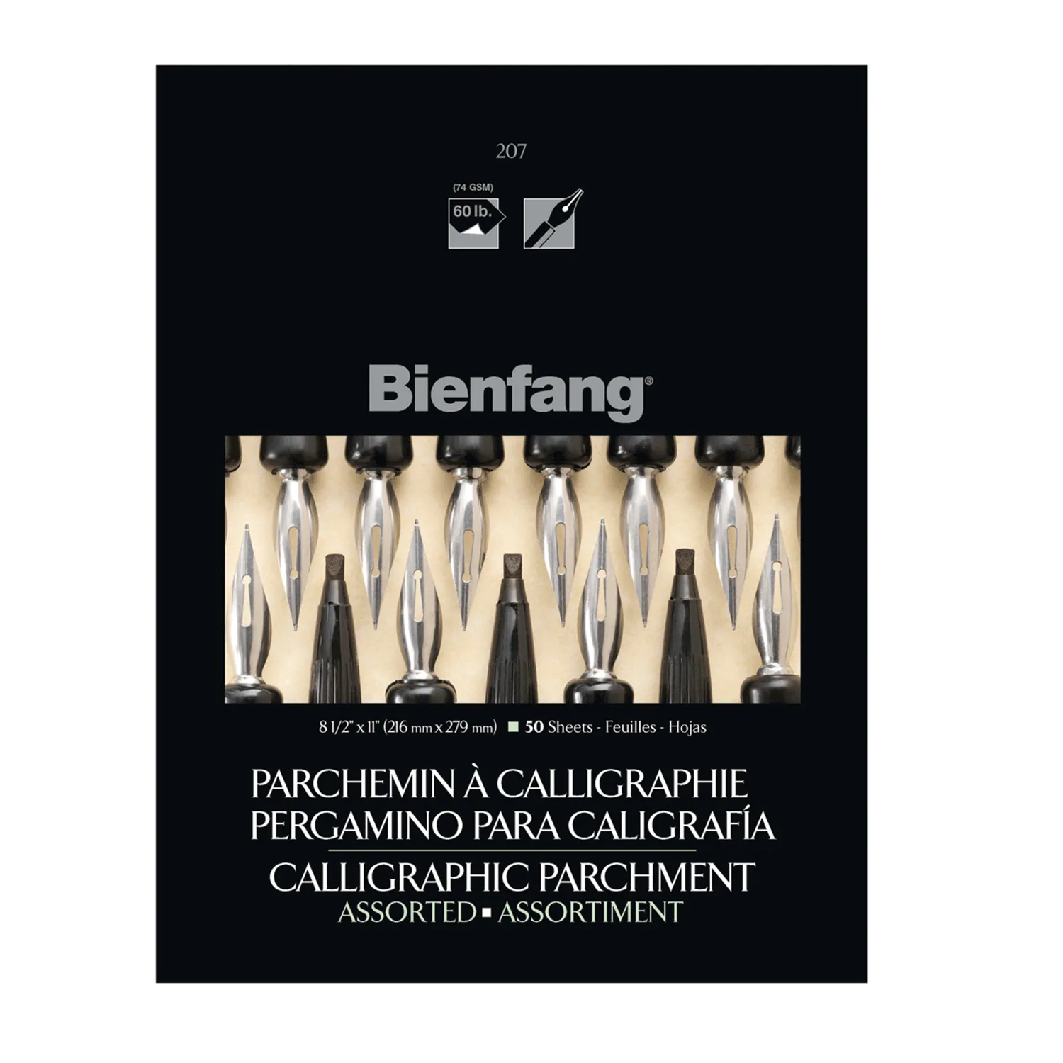 Block Bienfang Papel Pergamino Caligrafía 21.6x27.9cm 74gr. 50hj
