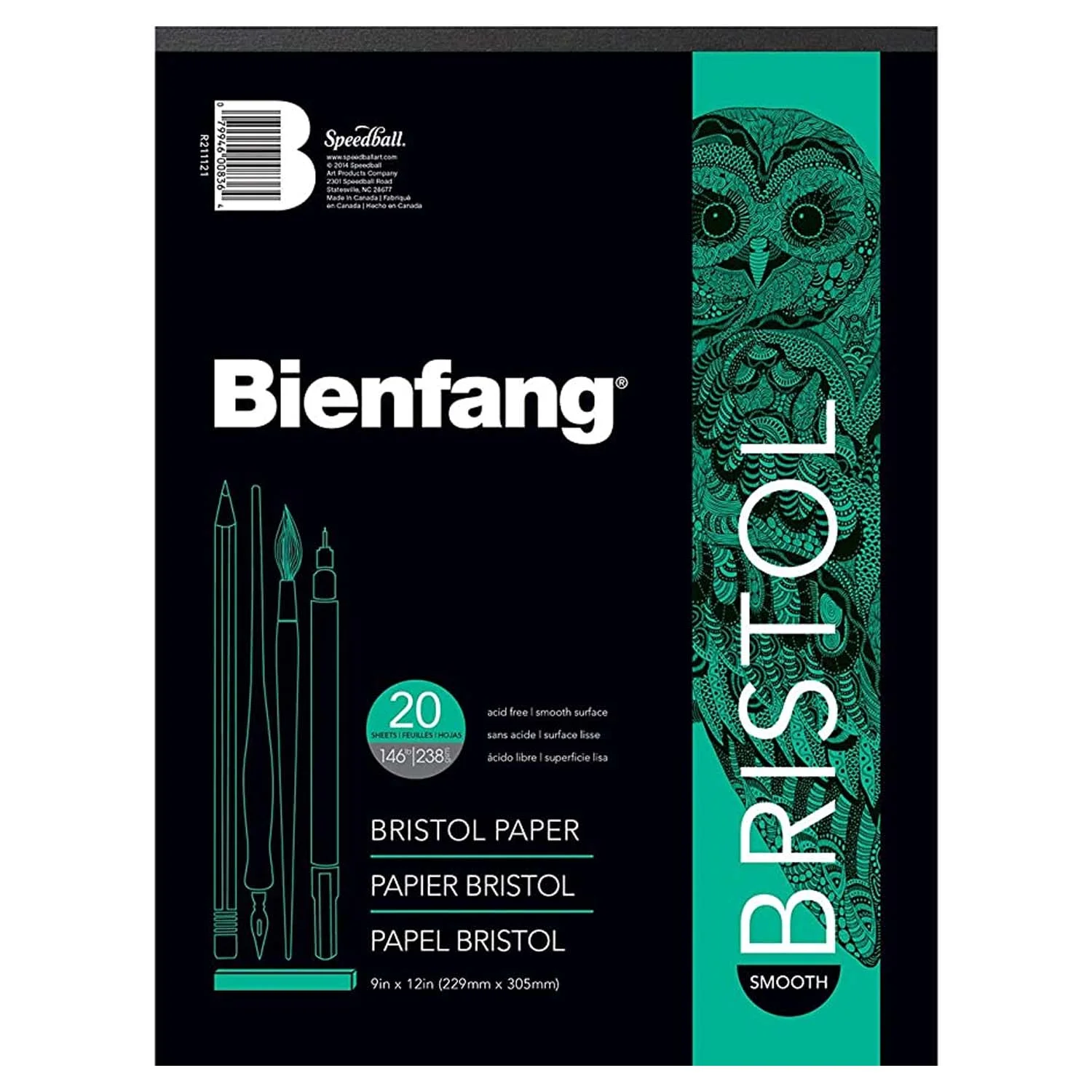 [R211121] Block Bienfang Papel Bristol Ultra Liso 22x30cm 210gr. 20hj