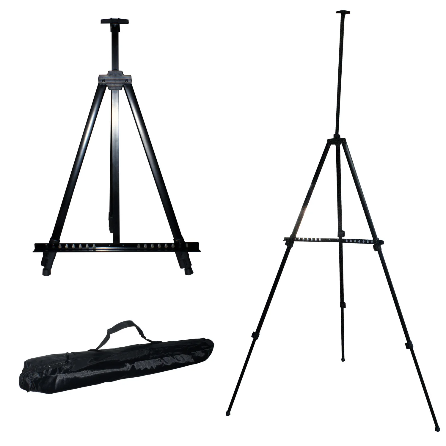 [ATAL021] Atril de Aluminio Negro Plegable de 170cm con Estuche Transportador