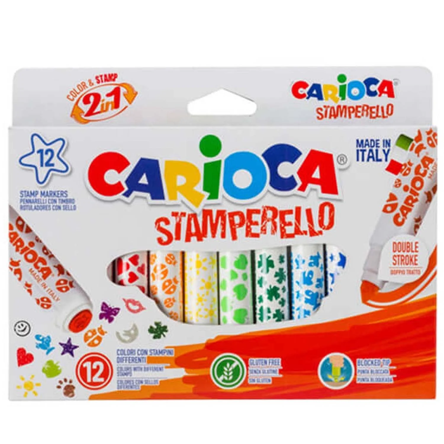 [42240] Plumones Carioca Stamperello doble punta con sello(12 colores)