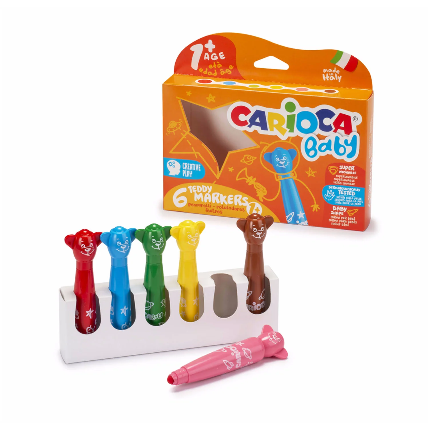 [42815] Plumones Carioca Teddy Baby Super Lavable (6 colores)