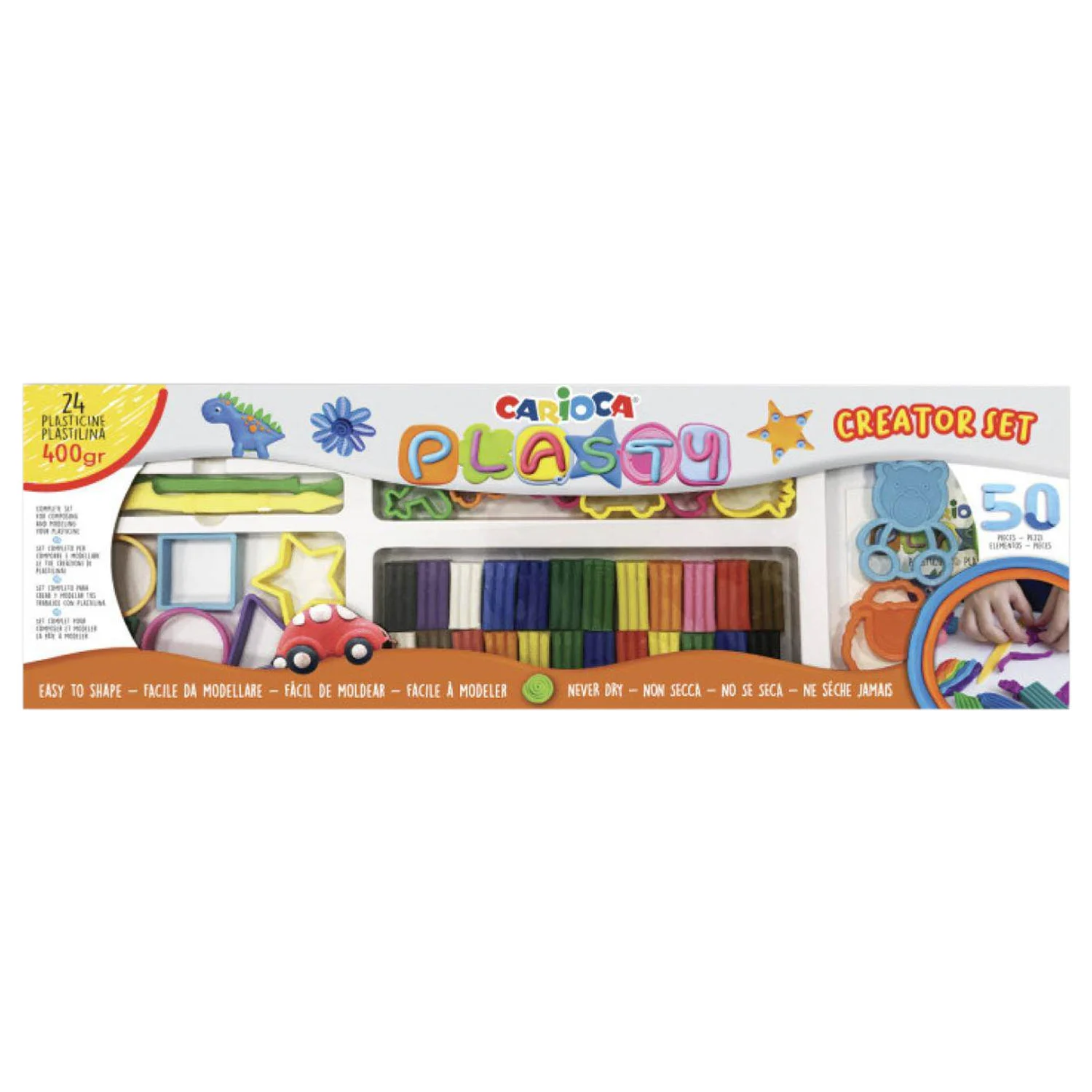 [42177] Set Plasticina Carioca 12 colores 400gr + Herramientas de molde