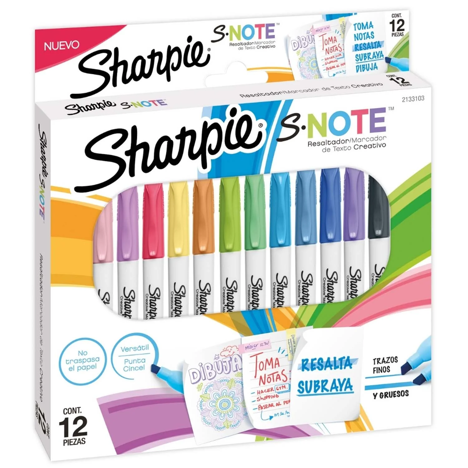 [2133103] Destacadores Sharpie S-Note 12 colores Permanente