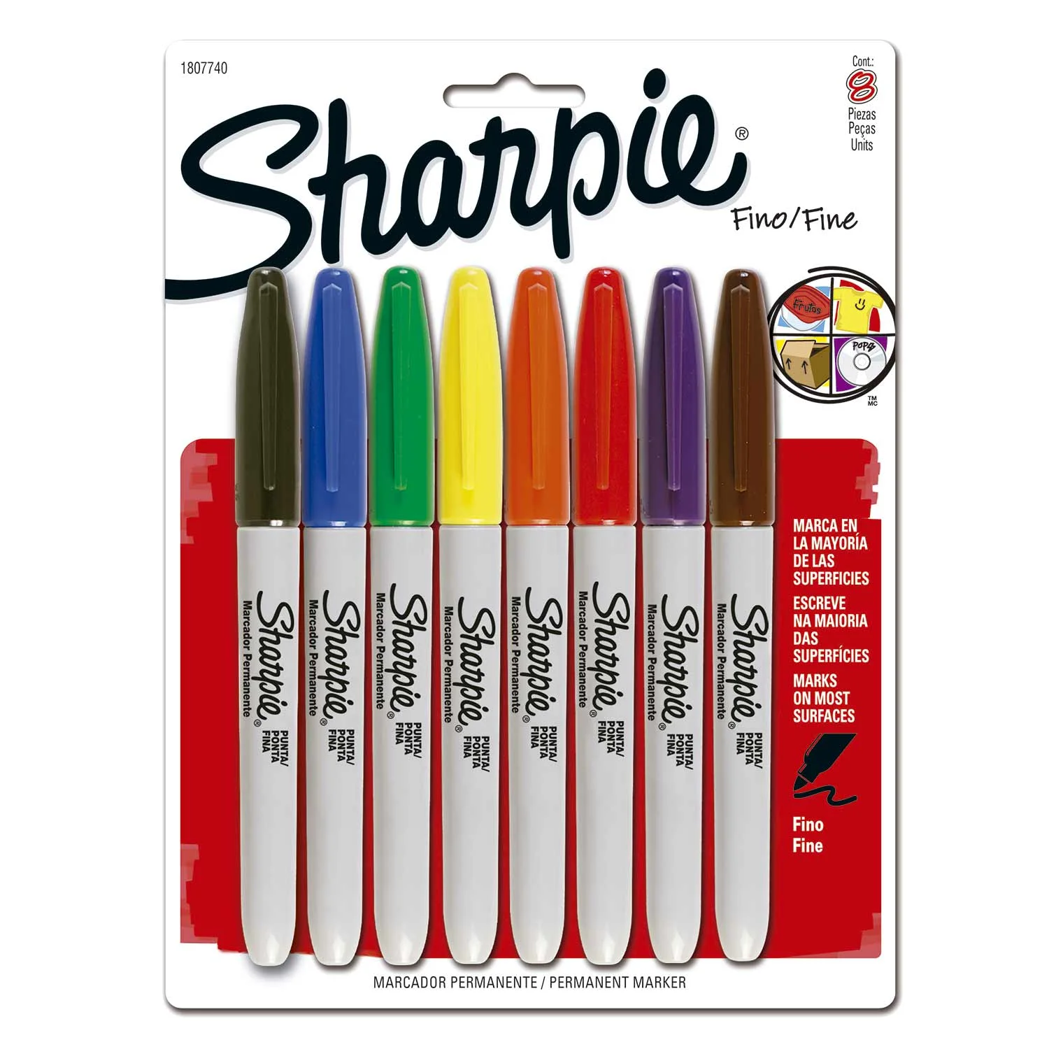 [1807740] Marcador Sharpie Set 8 Colores Punta Fina